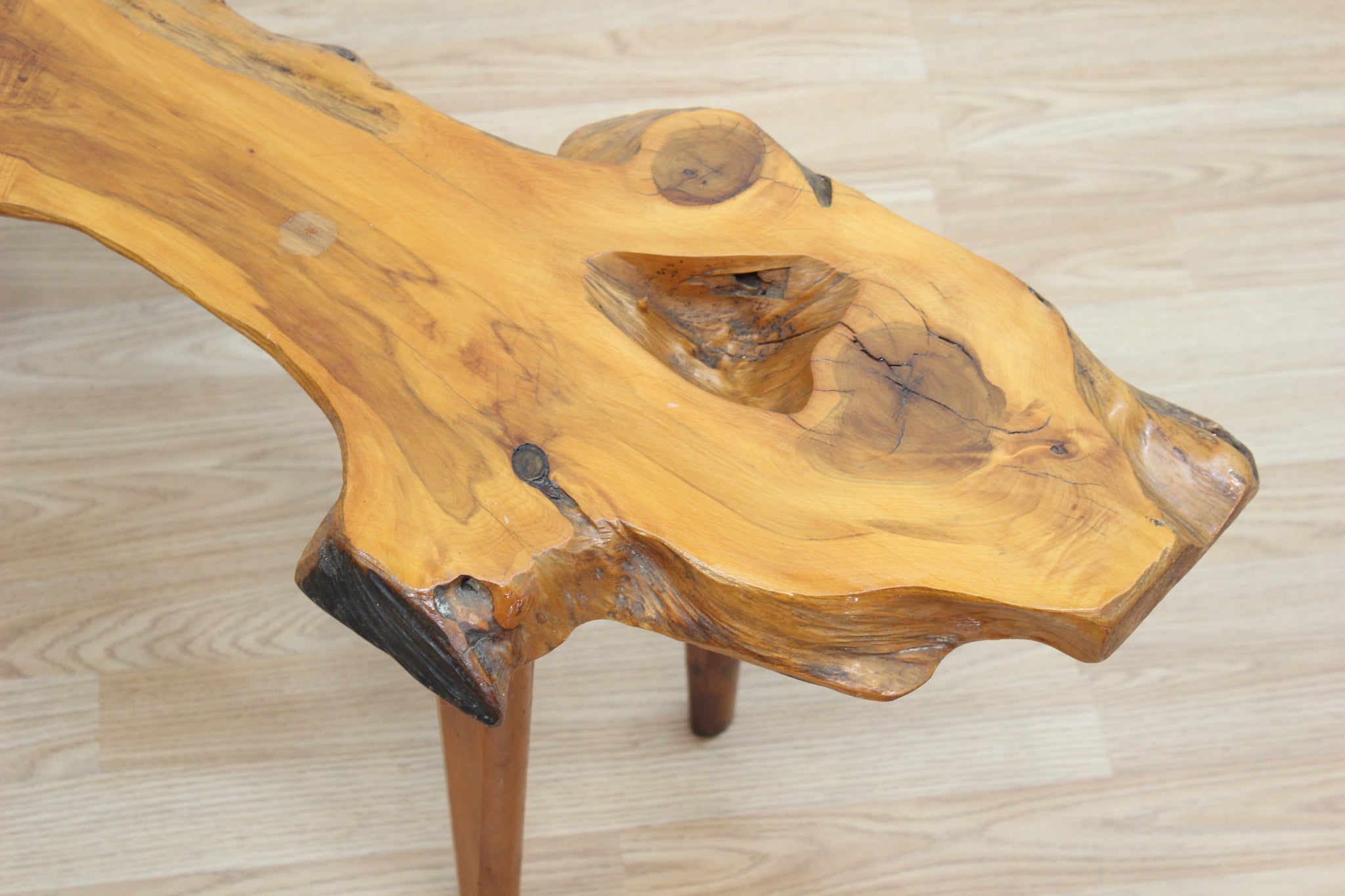 MID CENTURY LIVE EDGE SOLID YEW COFFEE TABLE BY REYNOLDS OF LUDLOW