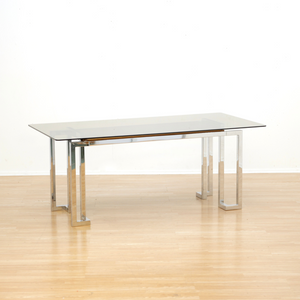 VINTAGE 1970s POST MODERN CHROME DESK TABLE BY TIM BATES FOR PIEFF FURNITURE