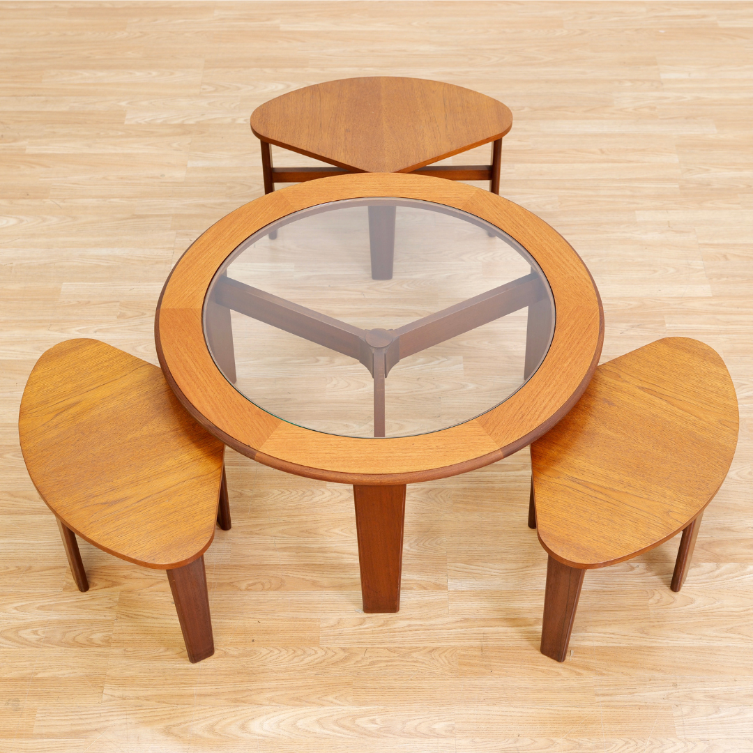 MID CENTURY TRINITY NESTING TABLES BY STONEHILL FURNITURE