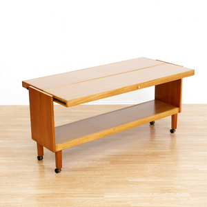 LARGE MID CENTURY MECHANICAL BAR CART FOLDING CONSOLE TABLE