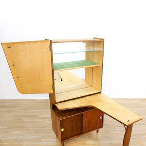 1950S ATOMIC DROP DOWN LIQUOR CABINET DRY BAR