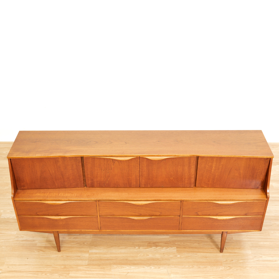 MID CENTURY TEAK CREDENZA BUFFET BY SUTCLIFFE OF TODMORDEN