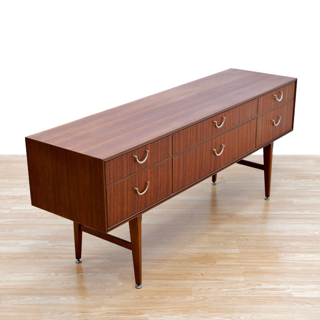 Mid Century Six Drawer Dresser Console by Meredew of Letchworth