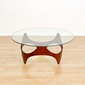 MID CENTURY ROUND COFFEE TABLE BY HENRY P GLASS