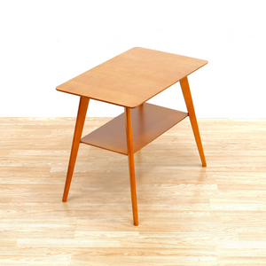 MID CENTURY LIGHT OAK SIDE TABLE