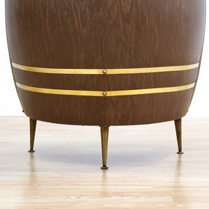VINTAGE 1960S BARREL SHAPED DRY BAR LIQOUR CABINET