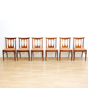 SET OF SIX MID CENTURY DINING CHAIRS BY G PLAN IN ORANGE