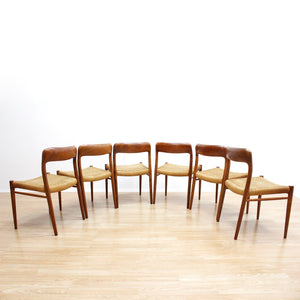 DANISH MODERN MODEL 75 DINING CHAIRS BY NIELS MOLLER