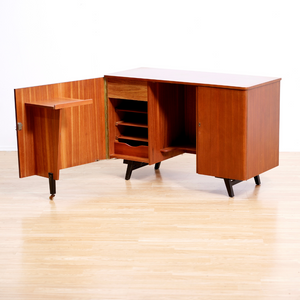 MID CENTURY TEAK FOLDING HOME OFFICE DESK