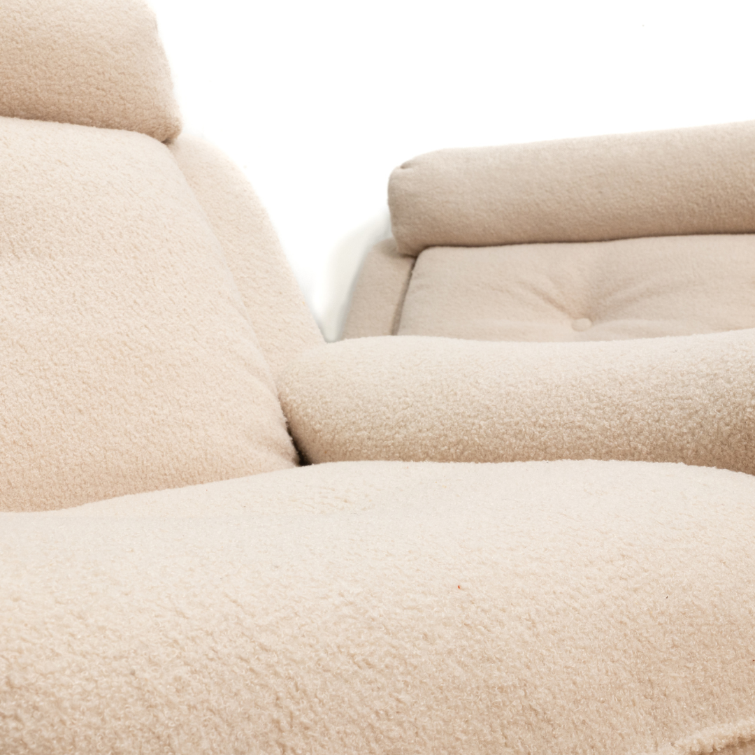 PAIR OF 1970S POST MODERN LOUNGE CHAIRS IN BOUCLE BY ENGLANDER