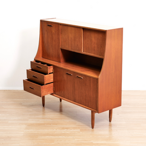MID CENTURY TEAK TALL BUFFET CREDENZA BY JENTIQUE FURNITURE