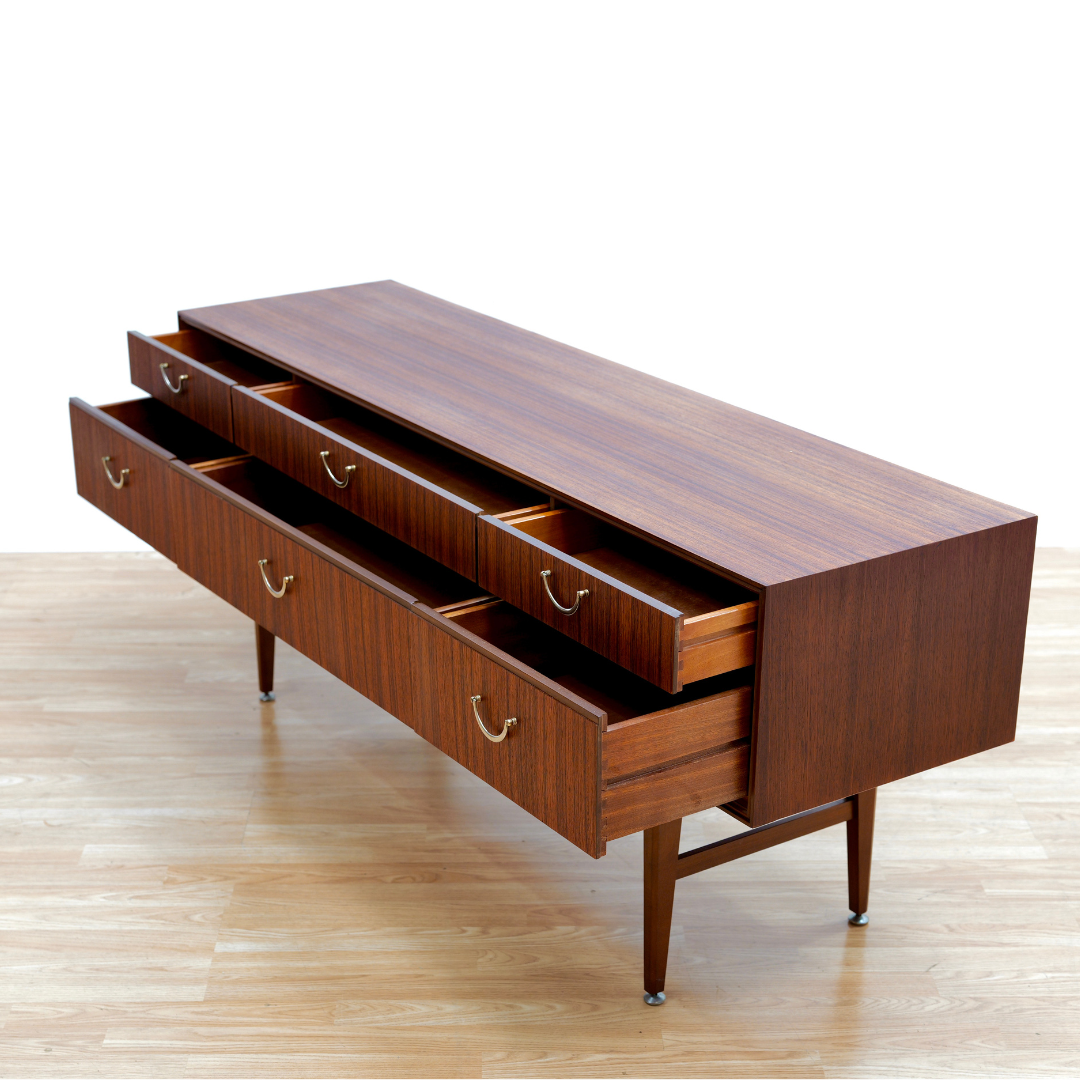 Mid Century Six Drawer Dresser Console by Meredew of Letchworth