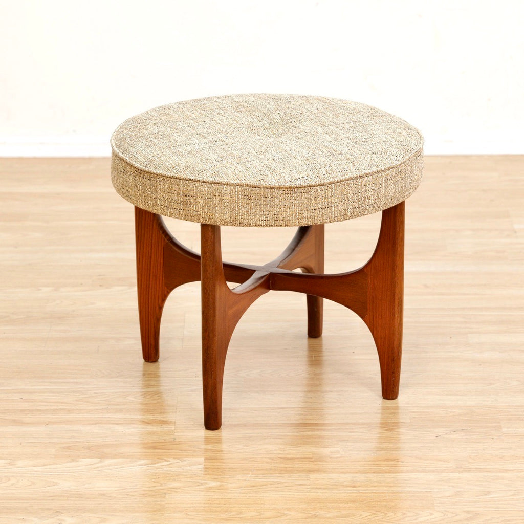 MID CENTURY ASTRO VANITY STOOL BY G PLAN IN TEAK & OATMEAL