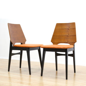 PAIR OF 1960S OCCASIONAL CHAIRS IN BLACK & ORANGE