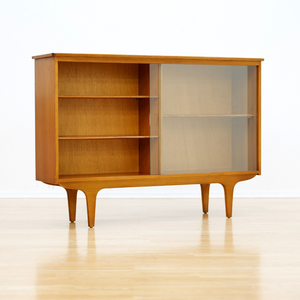 MID CENTURY DANISH TEAK & GLASS ENTRYWAY CHINA CABINET