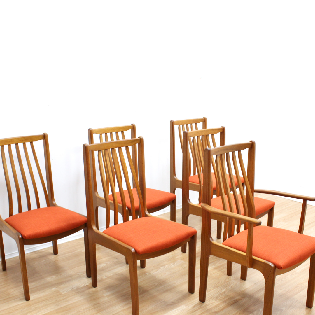 SET OF SIX MID CENTURY DINING CHAIRS BY PORTWOOD