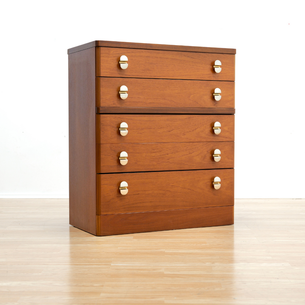 TALL MID CENTURY TEAK DRESSER BY STAG FURNITURE