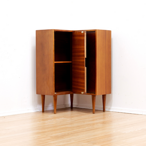 MID CENTURY MAHOGANY & ROSEWOOD CORNER UNIT BY MORRIS OF GLASGOW