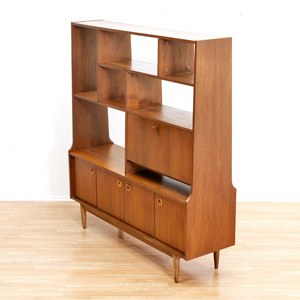 LARGE MID CENTURY TEAK ROOM DIVIDER BOOKCASE