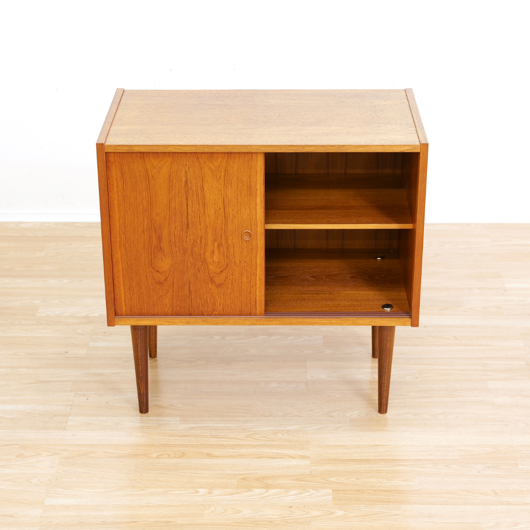 MID CENTURY DANISH TEAK CABINET VINYL RECORD STORAGE