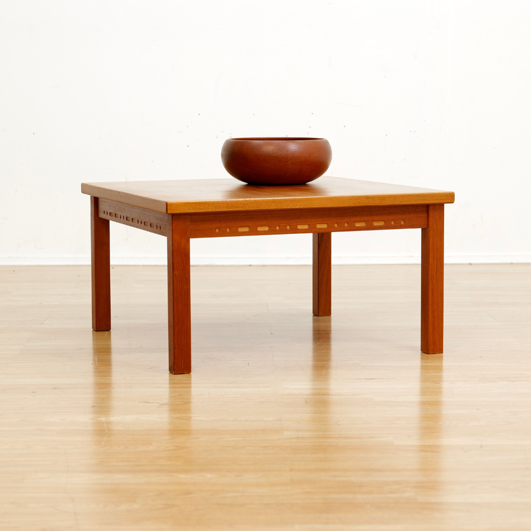1960S DANISH DESIGN PARQUET TEAK SIDE COFFEE TABLE