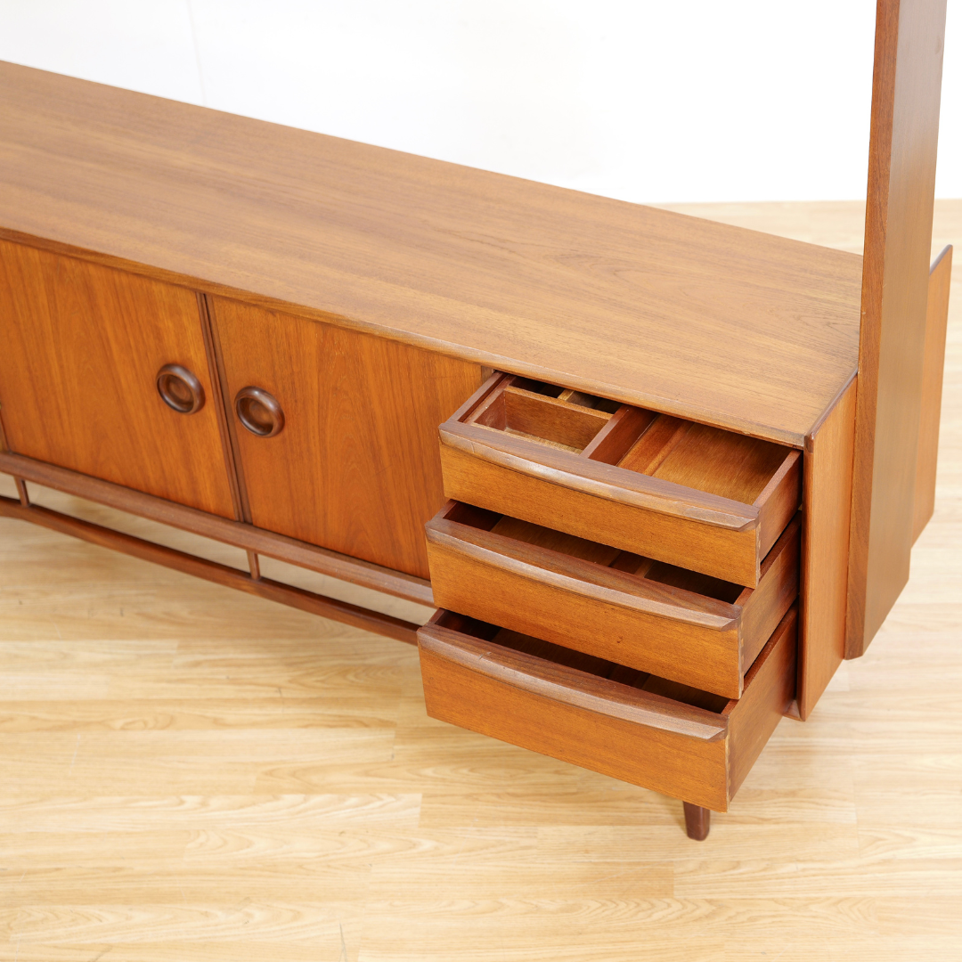 MID CENTURY DANISH TEAK ROOM DIVIDER CREDENZA BOOKCASE