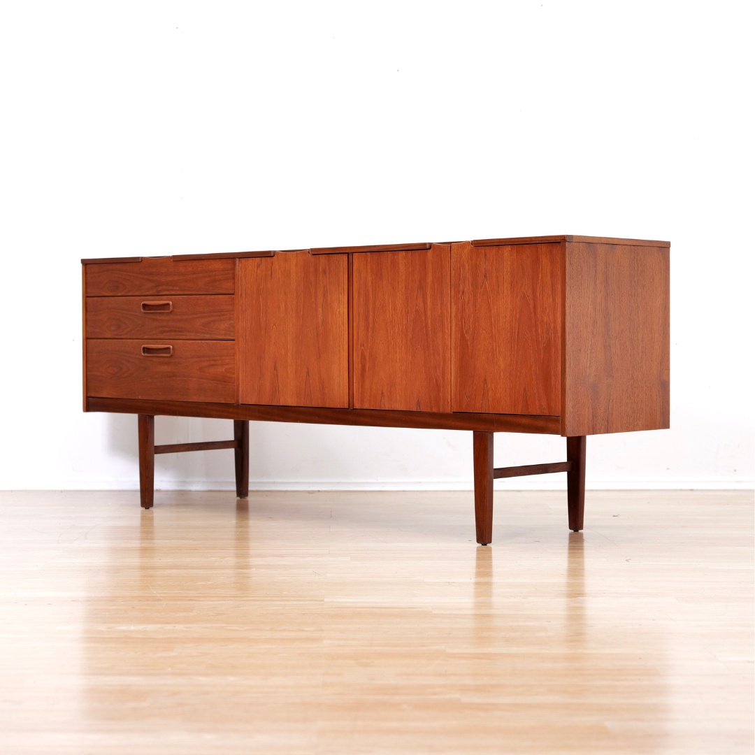 LONG MID CENTURY TEAK CREDENZA BY NATHAN FURNITURE