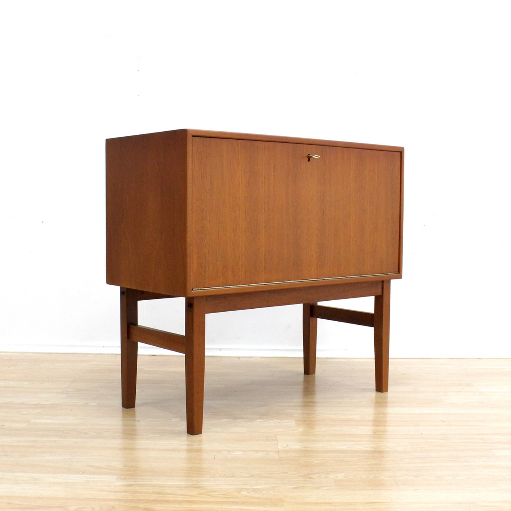 SMALL DANISH MODERN TEAK VINYL RECORD CABINET