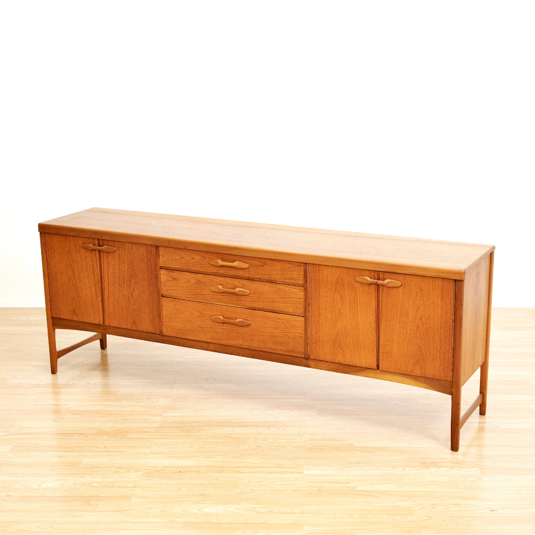 LONG MID CENTURY TEAK CREDENZA BY NATHAN FURNITURE OF LONDON