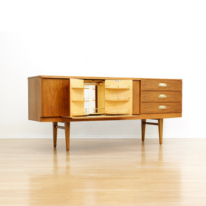 MID CENTURY WALNUT LIQUOR CABINET CREDENZA BY BEAUTILITY FURNITURE