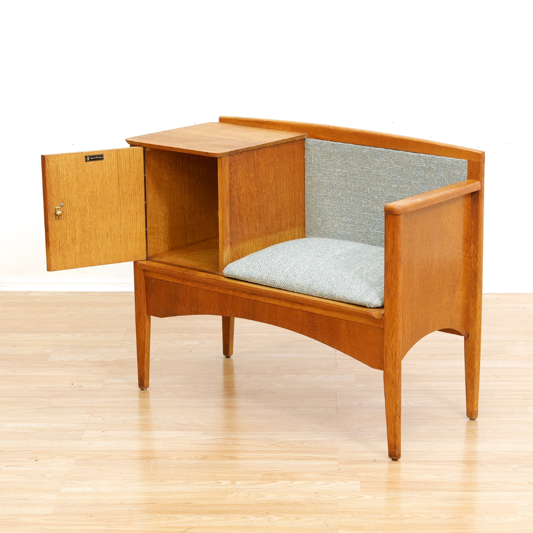 MID CENTURY OAK GOSSIP BENCH BY CHIPPY HEATH