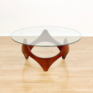 MID CENTURY ROUND COFFEE TABLE BY HENRY P GLASS
