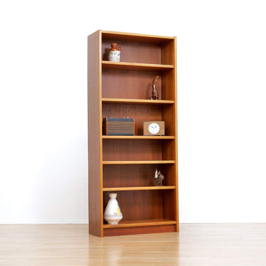 1970s Danish Modern Tall Teak Bookcase