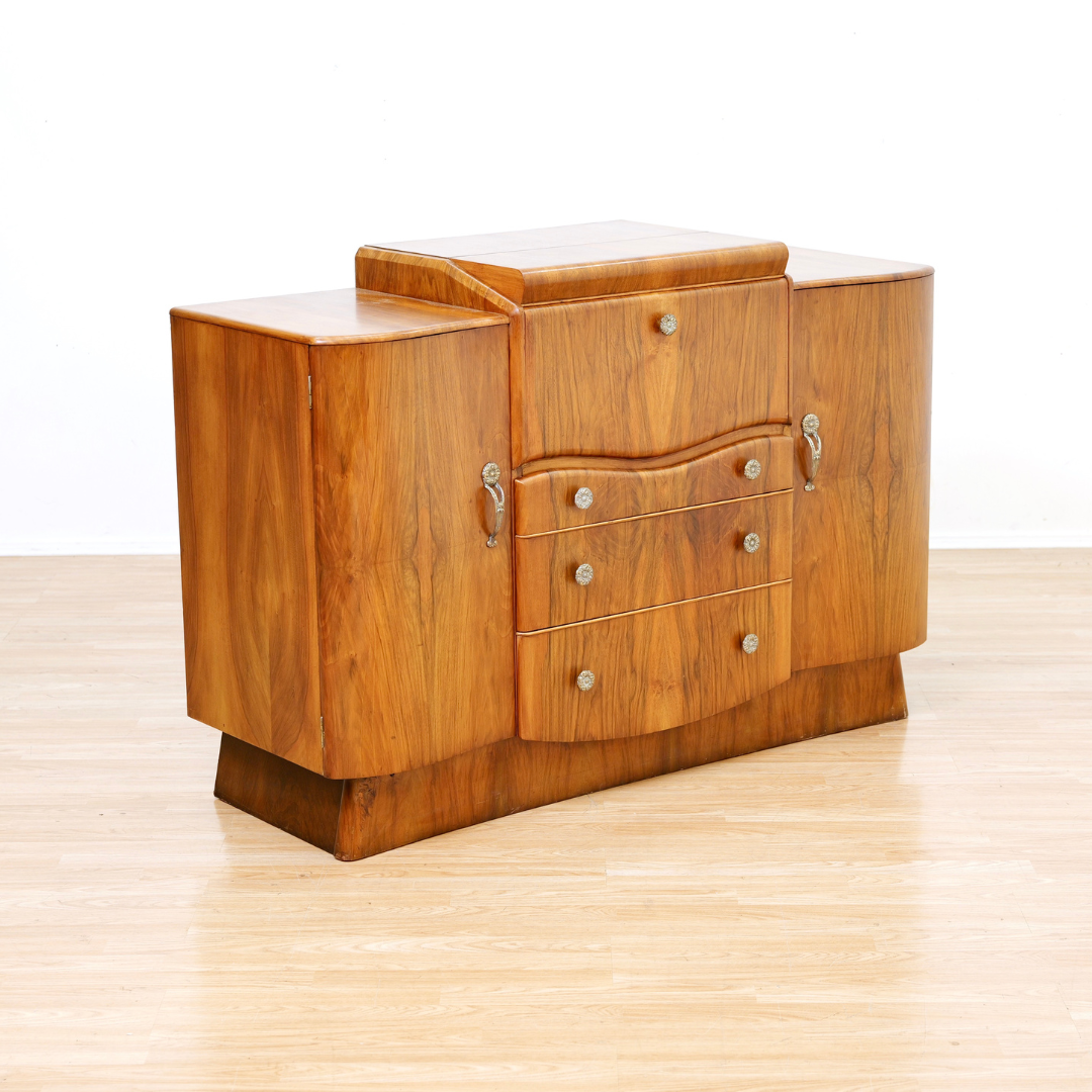 1950s Walnut Liquor Cabinet Credenza by Beautility Furniture