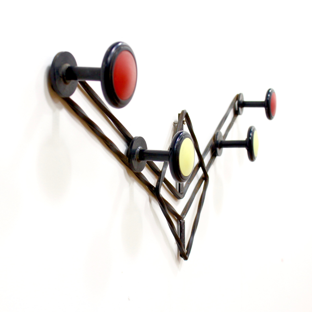 1960S VINTAGE FRENCH ATOMIC COAT HOOK RACK