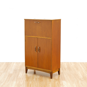 1960S TEAK ENGLISH DRY BAR LIQUOR CABINET
