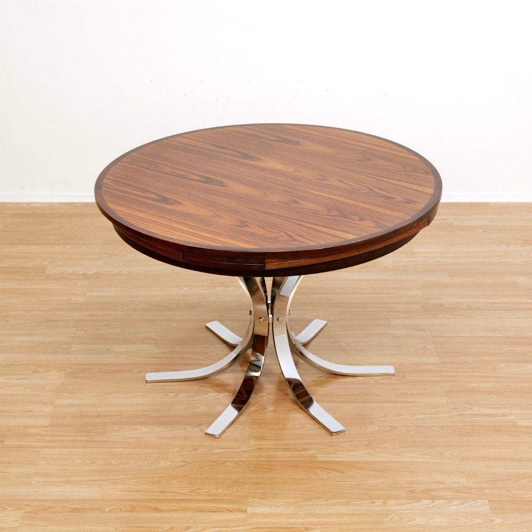 DANISH MODERN ROSEWOOD 'FLIP-FLAP' LOTUS DINING TABLE BY DYRLUND