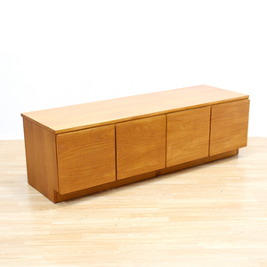 MID CENTURY LOW TEAK VINYL RECORD CREDENZA BY BEAVER & TAPLEY