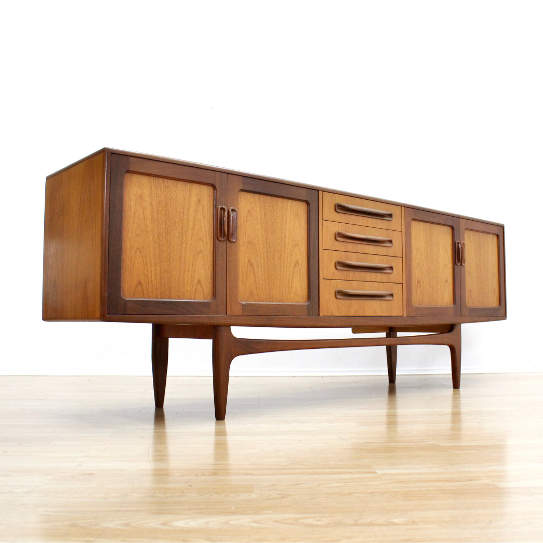 LONG MID CENTURY TEAK CREDENZA BY VB WILKINS FOR G PLAN