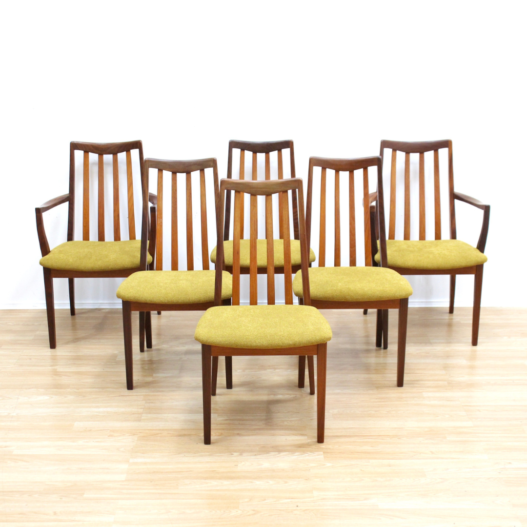 MID CENTURY DINING TABLE AND SIX CHAIRS BY G PLAN