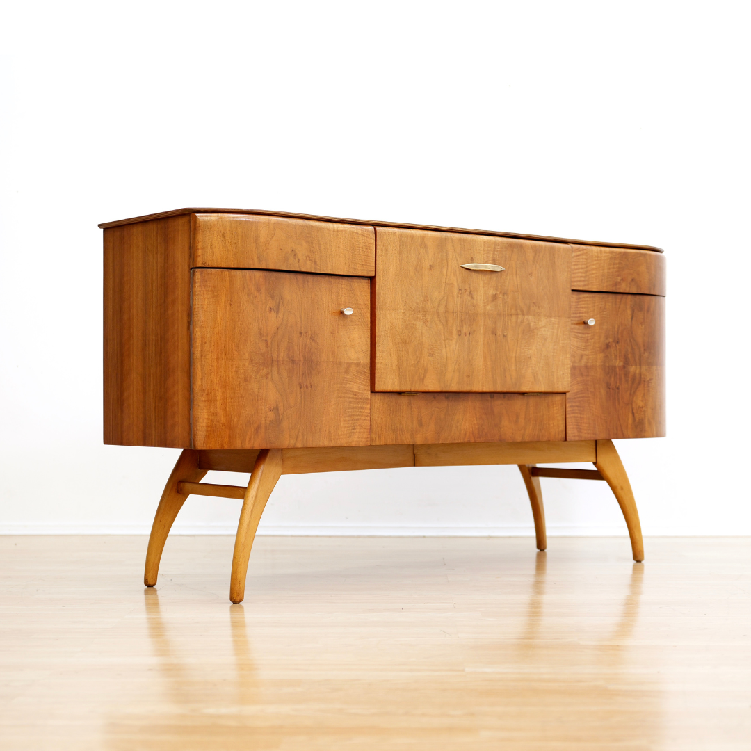 Reserved 1950S WALNUT LIQUOR CABINET CREDENZA BY BEAUTILITY OF LONDON