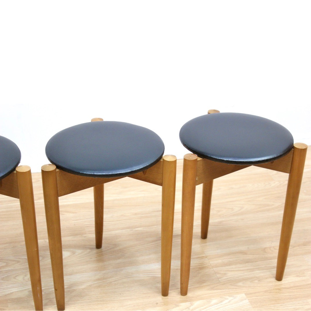 SET OF FOUR MID CENTURY STOOLS BY LEGATE FURNITURE OF SCOTLAND