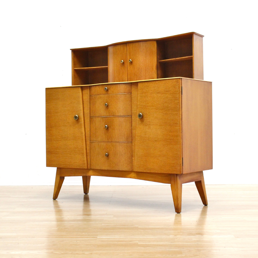 VINTAGE 1950S OAK HUTCH CREDENZA BY STONEHILL FURNITURE