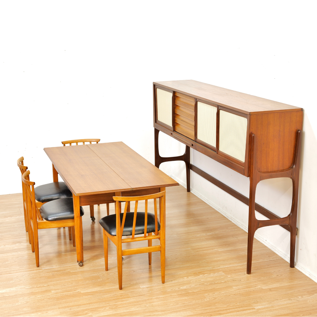 MID CENTURY SPACE SAVING DINING SET AND CREDENZA BY ELLIOTS OF NEWBURY