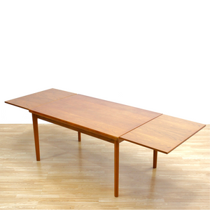 LARGE MID CENTURY TEAK EXTENDING DINING TABLE BY AM MOBLER