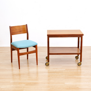MID CENTURY TEAK FOLDING BAR CART