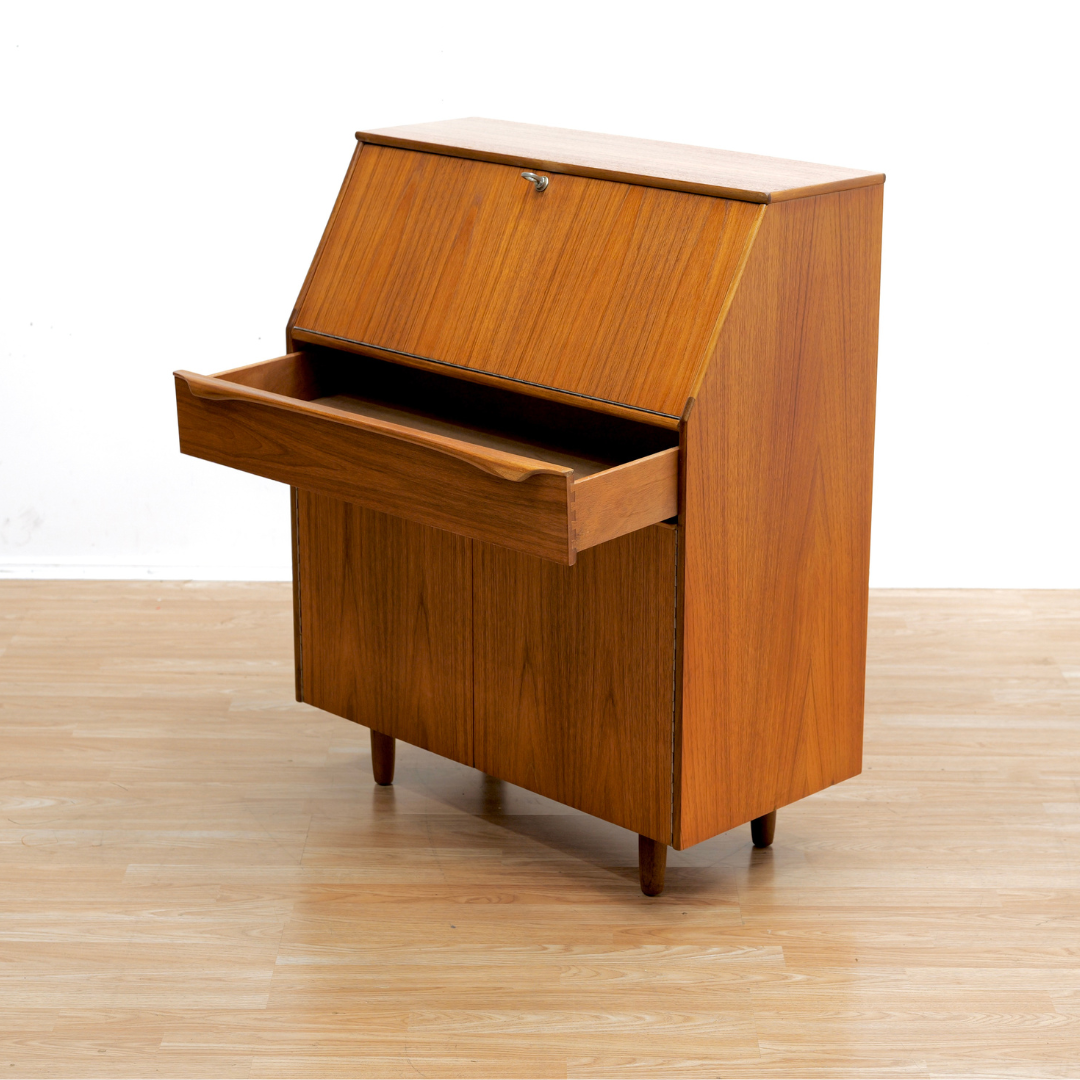 MID CENTURY TEAK SECRETARY DESK BY SUTCLIFFE OF TODMORDEN