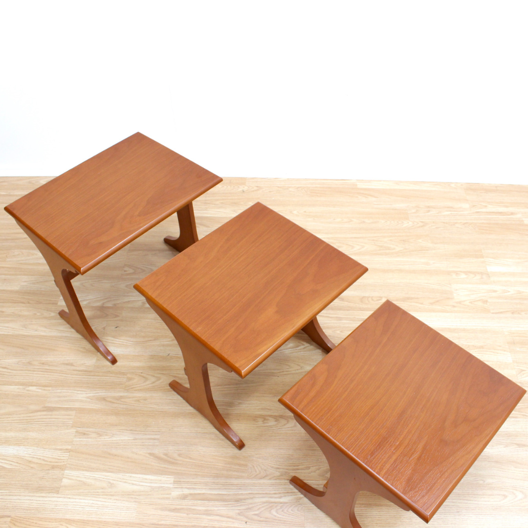 MID CENTURY TEAK NEST OF TABLES