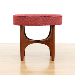 MID CENTURY ASTRO VANITY STOOL BY G PLAN IN TEAK & RED