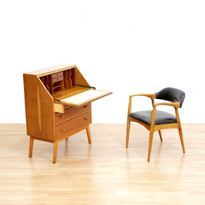 MID CENTURY OAK SECRETARY DESK BY FINELINE FURNITURE OF LONDON